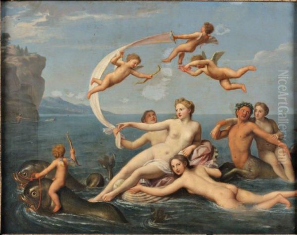 Le Triomphe D'amphitrite Cuivre Oil Painting by Nicolas Colombel