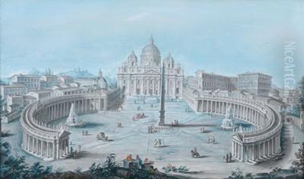 Blick Auf Die Piazza San Pietro Oil Painting by Salvatore Colonelli-Sciarra