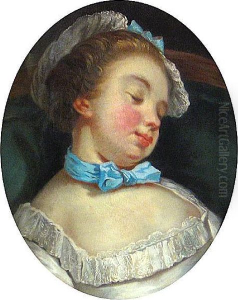 A Sleeping Girl Oil Painting by Jean-Francois Gilles Colson