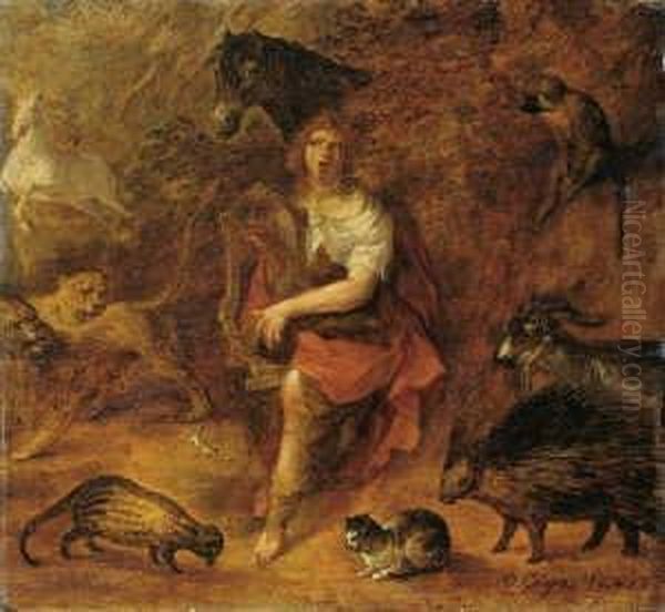 Orpheus Mit Seinem Spiel Die Tiere
 Bezaubernd.

 Signiert Und Datiert Unten Rechts: D. Colyns Oil Painting by David Colijns