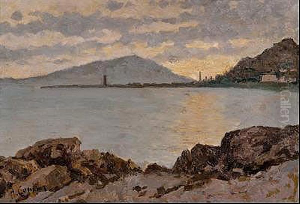 Faro Demalaga Oil Painting by Augusto Comas Y Blanco