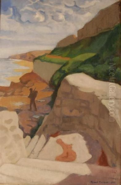 Promeneur En Bord De Mer Oil Painting by Gisbert Combaz