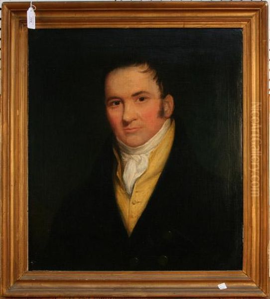 Head And Shoulders Portrait Of Agentleman Wearing A White Stock Oil Painting by John Comerford