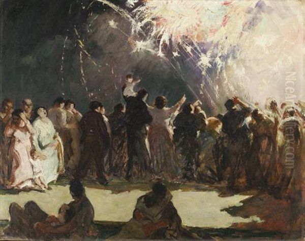 The Fireworks Oil Painting by Eben Farrington Comins