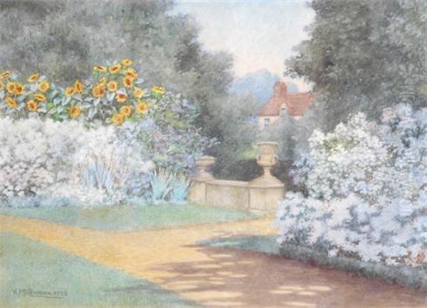 English Garden Oil Painting by Violet Common