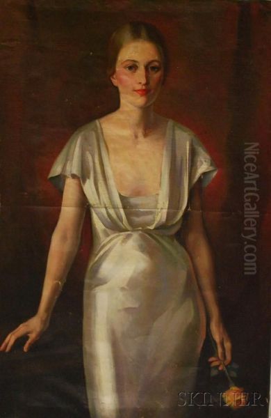 Lady In White Oil Painting by Maurice Compris