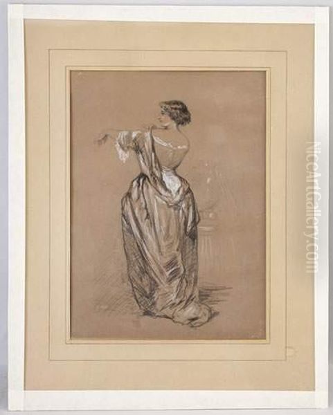 Jeune Femme Enrobe Longue Oil Painting by Francois Claudius Compte-Calix