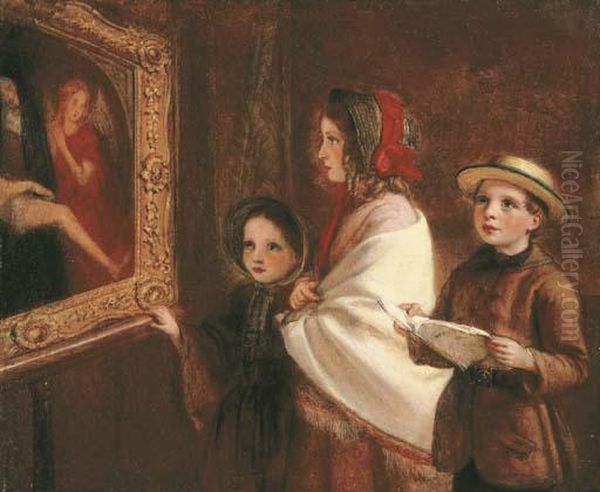 A Study In The National Gallery Oil Painting by Charles Compton