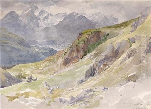 Der Alp Languard Mit Piz Palu Und Bernina Massiv Oil Painting by Edward Theodore Compton