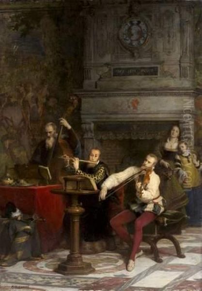 Un Concert A La Renaissance Oil Painting by Pierre Charles Comte