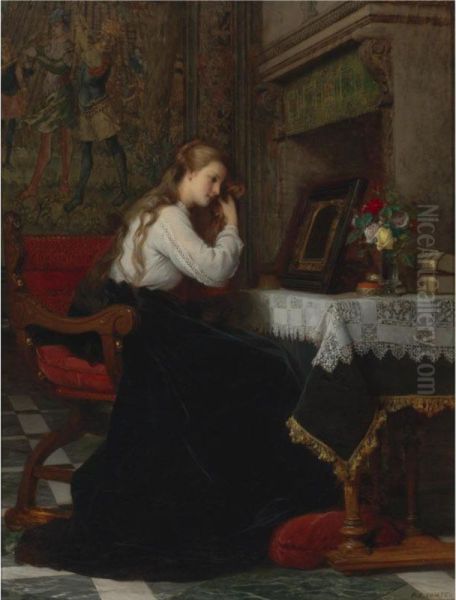 The Mirror Oil Painting by Pierre Charles Comte