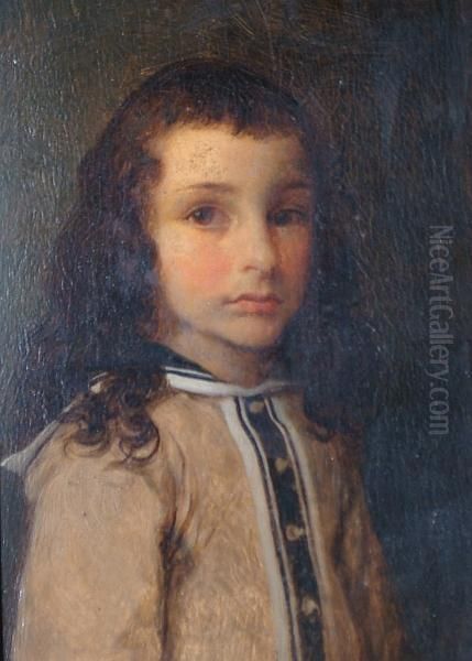 Portrait Of A Young Boy, Bust Length And Indistinctly Dated 'p.c. Comte ..' (upper Right) Oil Painting by Pierre Charles Comte