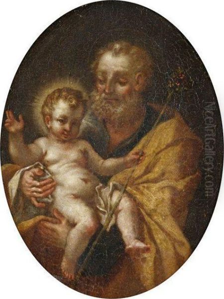 Der Heilige Josef Mit Dem Christusknaben Oil Painting by Sebastiano Conca