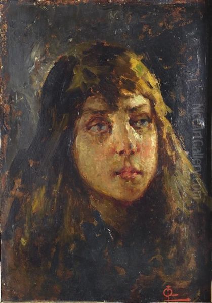 Volto Di Fanciulla Oil Painting by Luigi Conconi