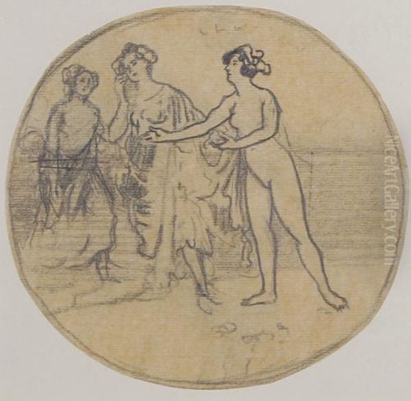 Study Of Classical Figures, Possibly The Three Graces Oil Painting by Charles Edward Conder