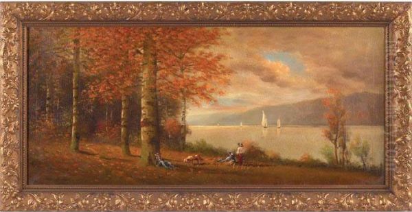 Hudson River Scene Oil Painting by Ella Condie Lamb