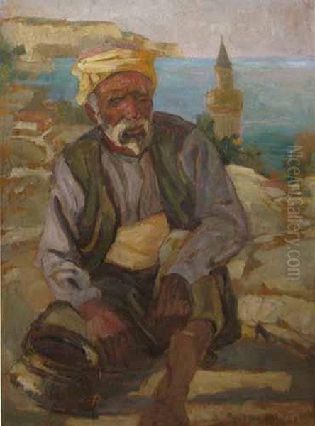 Tatar La Balcic Oil Painting by Virgil Condoiu