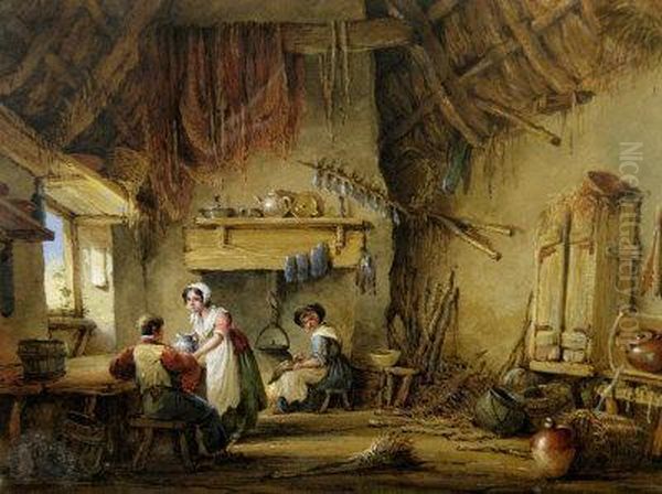 A Cottage Interior Oil Painting by Condy, Nicholas Matthews