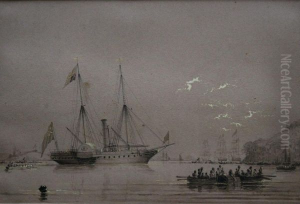 A Frigate; A Steam Yacht And Other Vessels Oil Painting by Condy, Nicholas Matthews