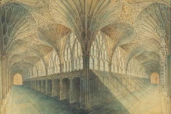 The Cloisters At Gloucester Cathedral Oil Painting by John Coney