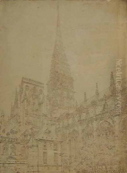 Vue Nord Ouest De La Cathedrale De Rouen Oil Painting by John Coney