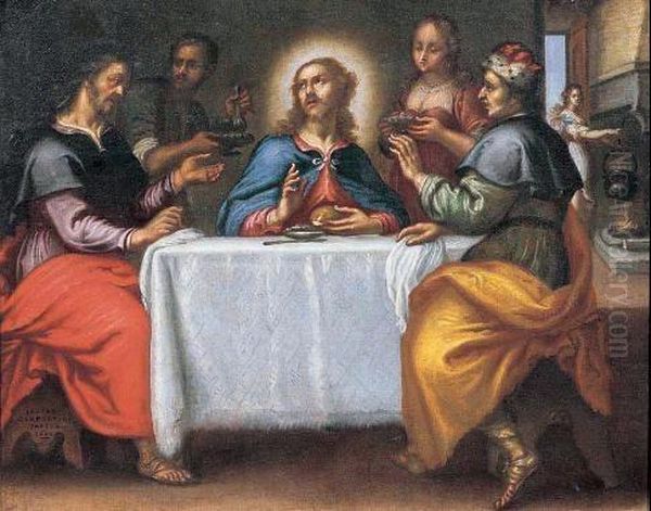 Cena In Casa Di Marta E Maria Oil Painting by Jacopo Confortini