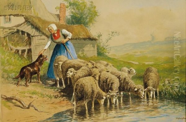 The Shepherdess. Oil Painting by Thomas Raphael Congdon