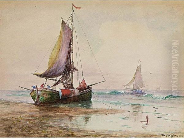 Unloading The Catch Oil Painting by Thomas Raphael Congdon