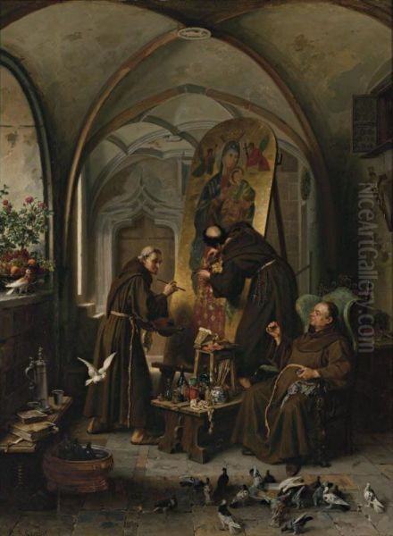 The Painting Friars Oil Painting by Albert Conrad