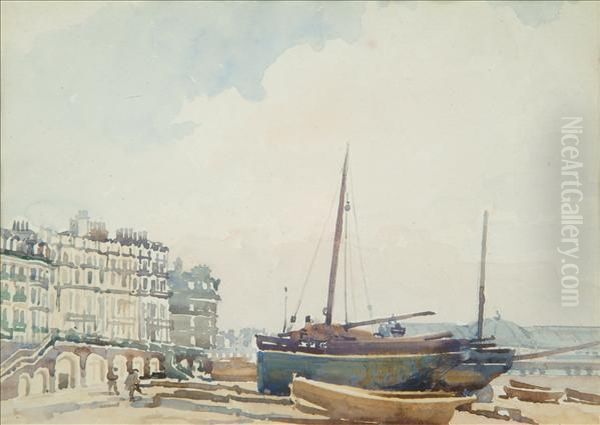 Brighton Pierfrom The West Brighton Pier From The East A Pair Oil Painting by R. Andreae Conrad