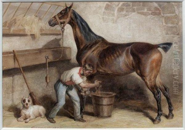 Cheval Et Son Lad Oil Painting by Francis Antoine Conscience