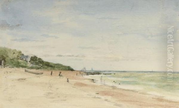 Life On A British Beach Oil Painting by Lionel Constable