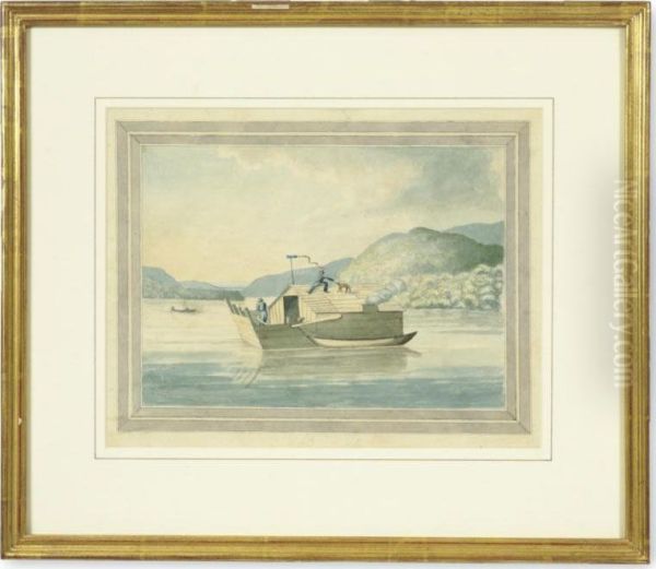 Flat Boat On The Mississippi Oil Painting by William Constable