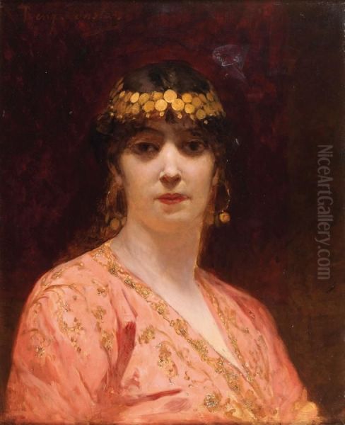 Portrait D'une Orientale Oil Painting by Benjamin Jean Joseph Constant