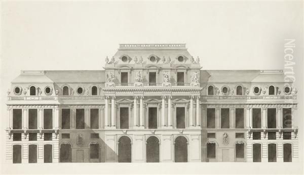 Projet Pour La Facade Du Palais Royal Sur Les Jardins Oil Painting by Pierre Contant, Dit Constant D'Ivry