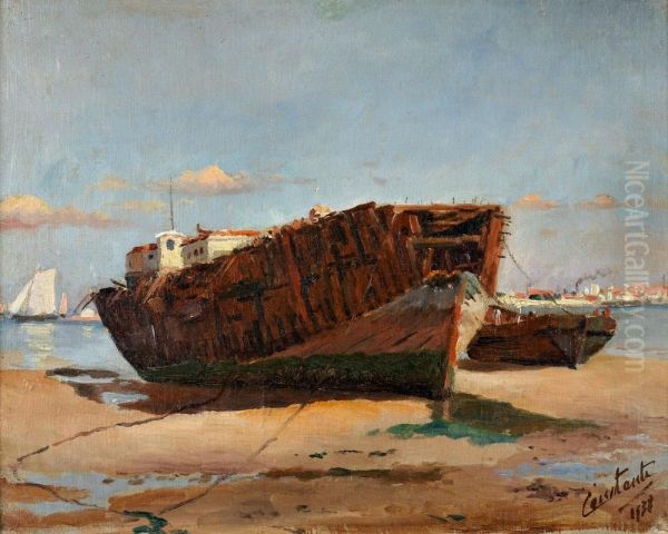 Velho Veleiro, Varado Na Praia Oil Painting by Gabriel Constante