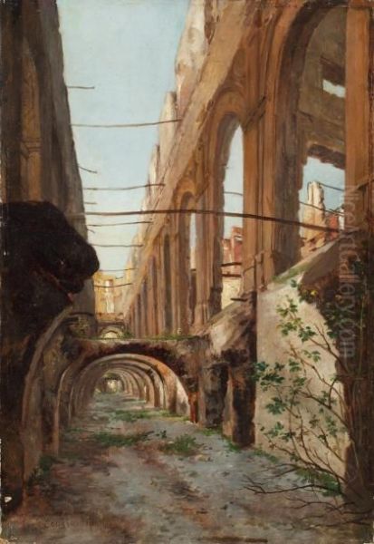 Ruines De La Cour Des Comptes Oil Painting by Auguste-Aristide-Fernand Constantin