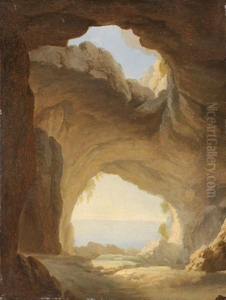 Vue De Grotte Pres De Naples Oil Painting by Jean Antoine Constantin D'Aix