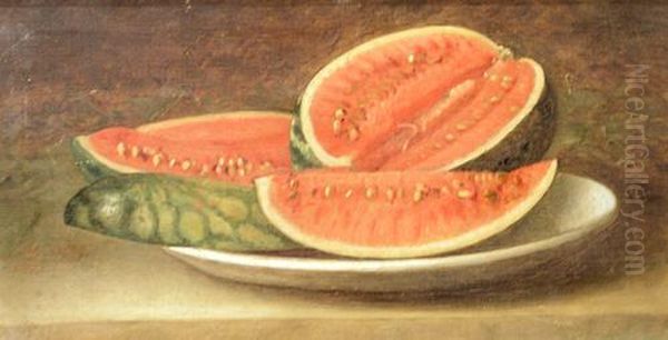 Melon, Four Slices On A Tray by Demetre Constantin