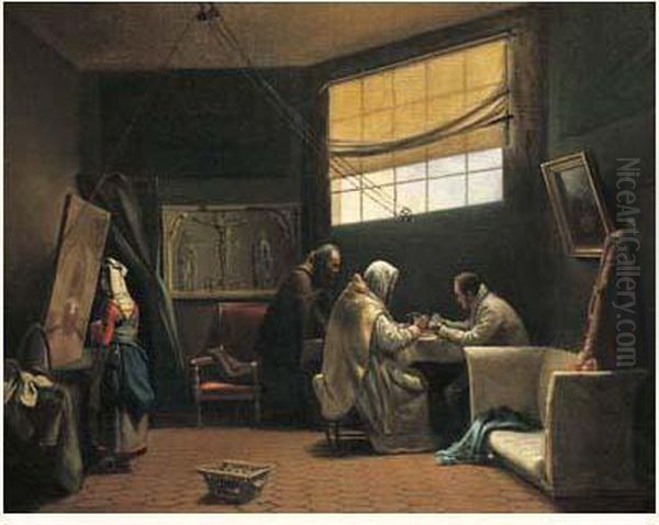 L'atelier Du Peintre Francois-marius Granet Oil Painting by Joseph-Sebastien Constantin