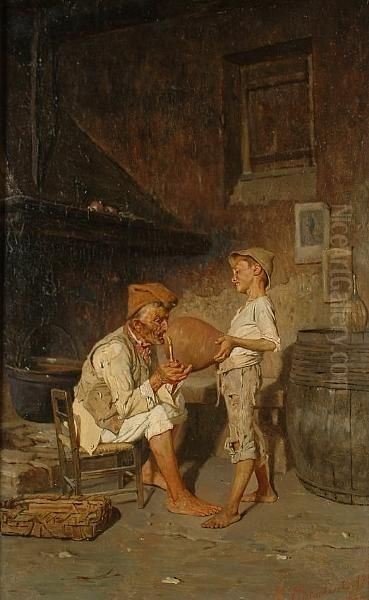 Grandfather's Little Helper Oil Painting by Giuseppe Constantini