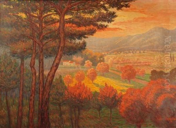 Soiree D'automne Sur La Vallee Oil Painting by Jules Contant