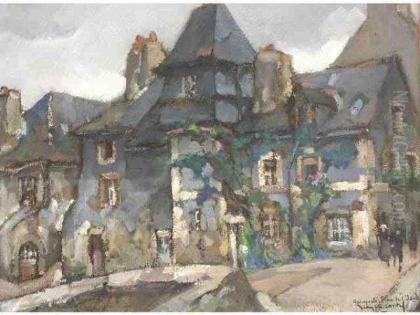 Place De L Isole A Quimperle Oil Painting by Jean-Charles Contel