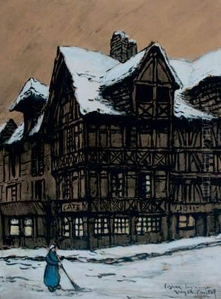 Lisieux Sous La Neige Oil Painting by Jean-Charles Contel