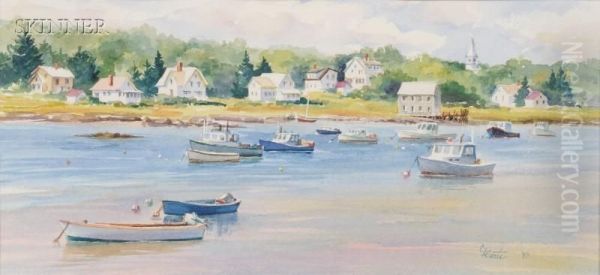 Maine Harbor Oil Painting by Carlo Conti