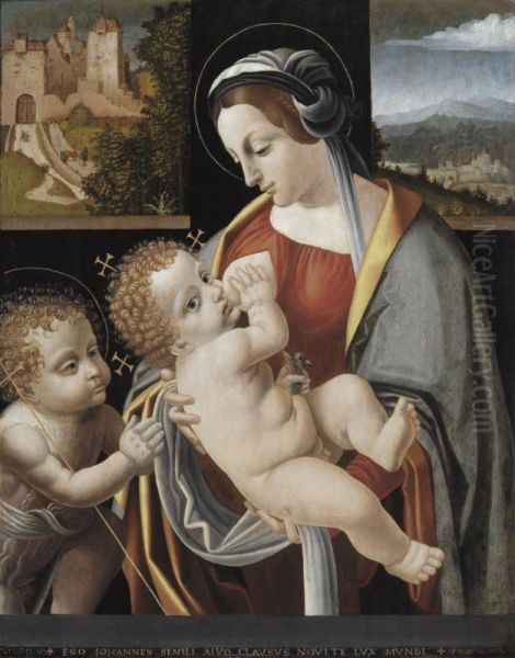 Madonna And Child With The Infant St. John Oil Painting by Dei Bernardino Conti