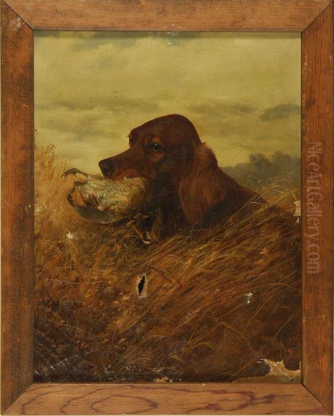 Irish Setter With A Quail Oil Painting by Louis Contoit