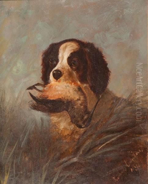 Setter With Woodcock Oil Painting by Louis Contoit