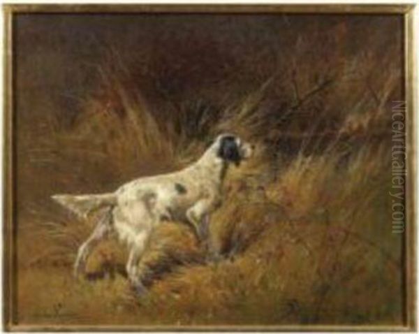 English Setters Working Oil Painting by Louis Contoit