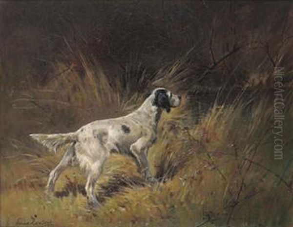 English Setters Working Oil Painting by Louis Contoit